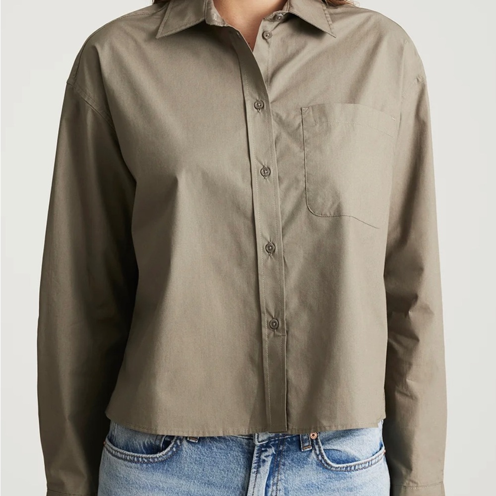 Athleta Olive Button-Down Shirt - image 2